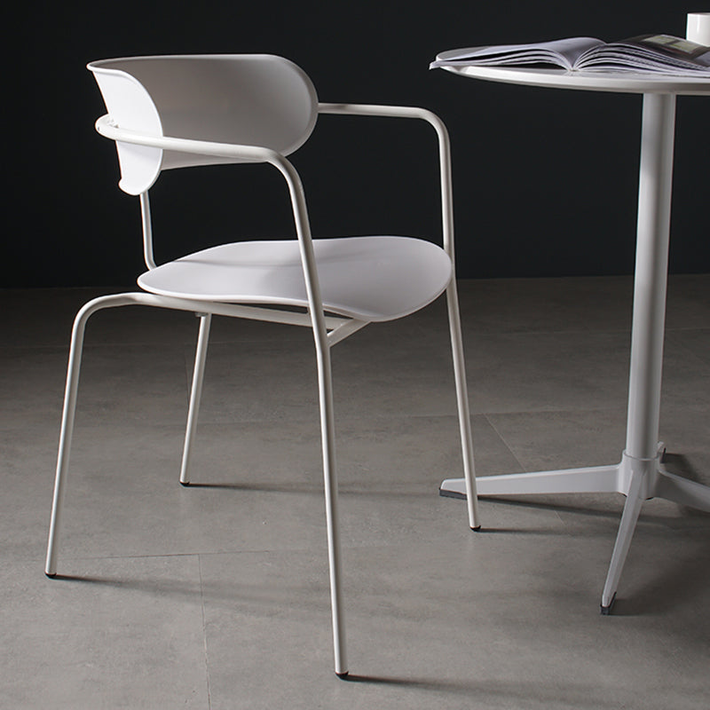 Chaise de salle à manger de style contemporain, chaise d'appoint de cuisine à bras ouvert avec pieds en métal