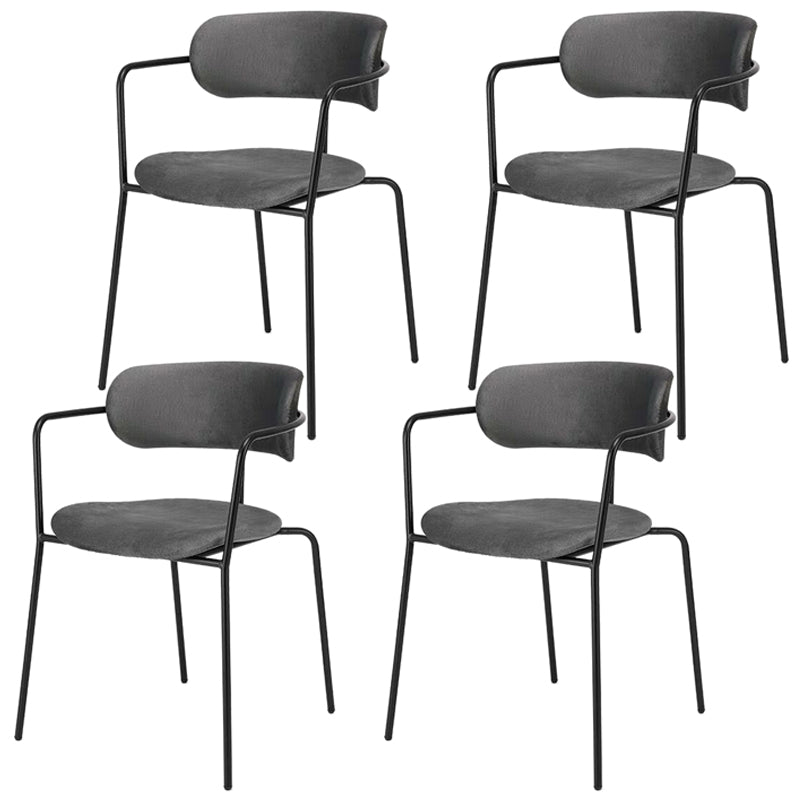 Chaise de salle à manger de style contemporain, chaise d'appoint de cuisine à bras ouvert avec pieds en métal
