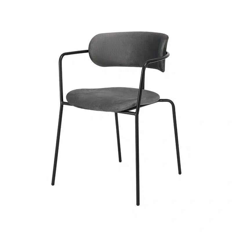 Chaise de salle à manger de style contemporain, chaise d'appoint de cuisine à bras ouvert avec pieds en métal