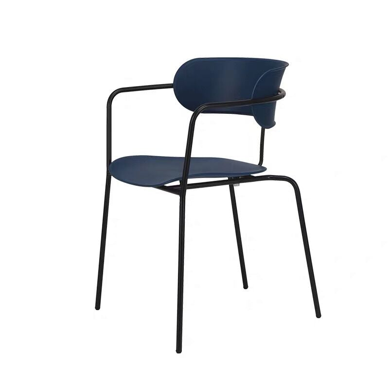 Chaise de salle à manger de style contemporain, chaise d'appoint de cuisine à bras ouvert avec pieds en métal