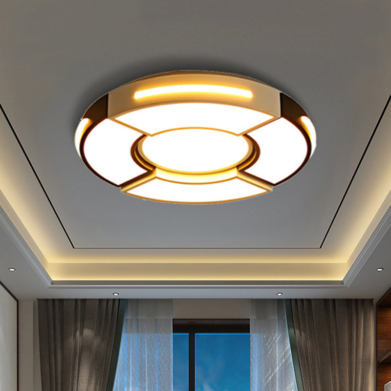 Plafonnier rond unique en acrylique moderne, 16/19,5/23,5 pouces, noir, chaud/blanc