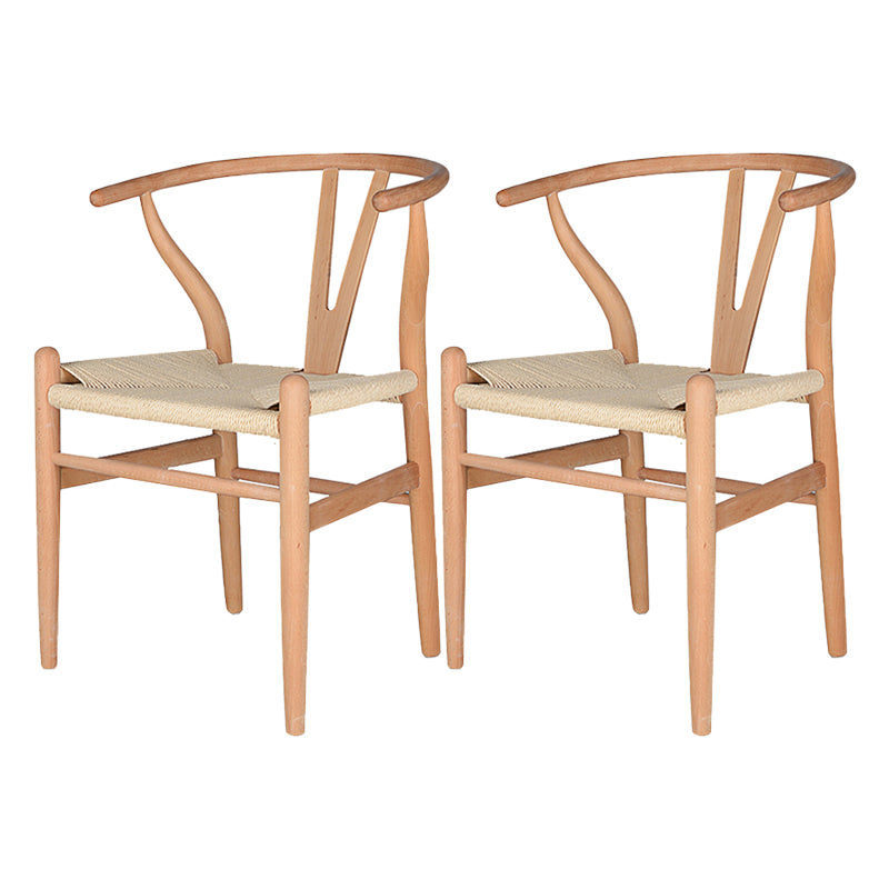 Contemporary Style Ash Wood Chair Dining Room Fork Bone Back Chairs Set