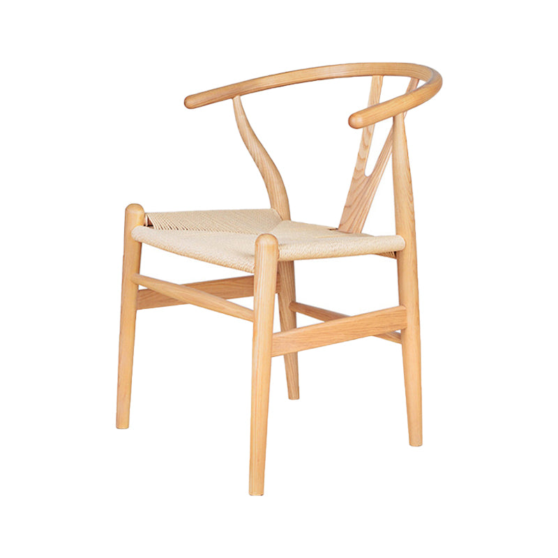 Contemporary Style Ash Wood Chair Dining Room Fork Bone Back Chairs Set