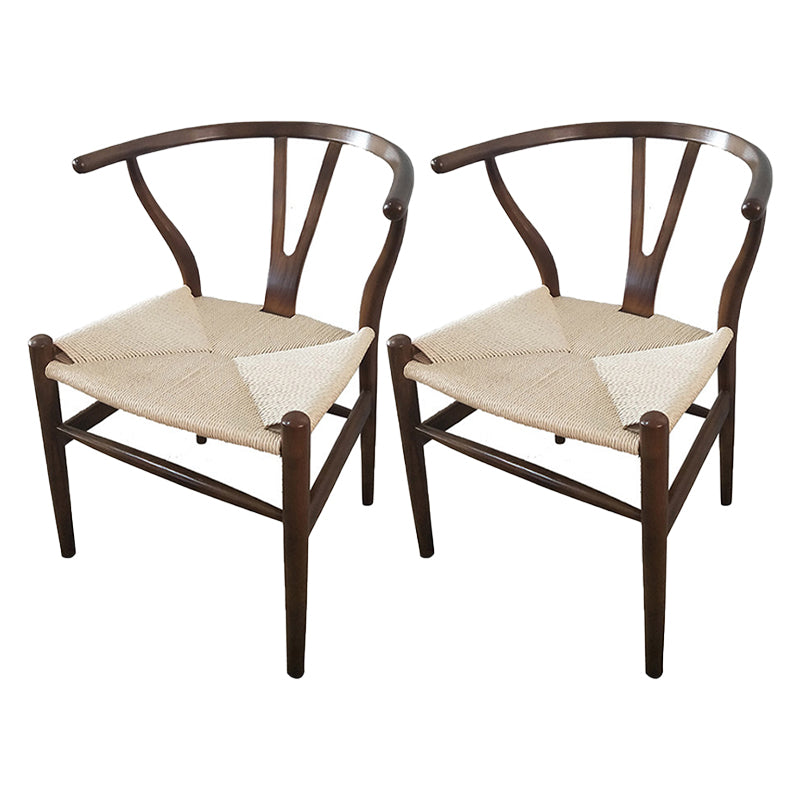 Contemporary Style Ash Wood Chair Dining Room Fork Bone Back Chairs Set