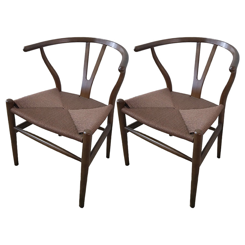 Contemporary Style Ash Wood Chair Dining Room Fork Bone Back Chairs Set