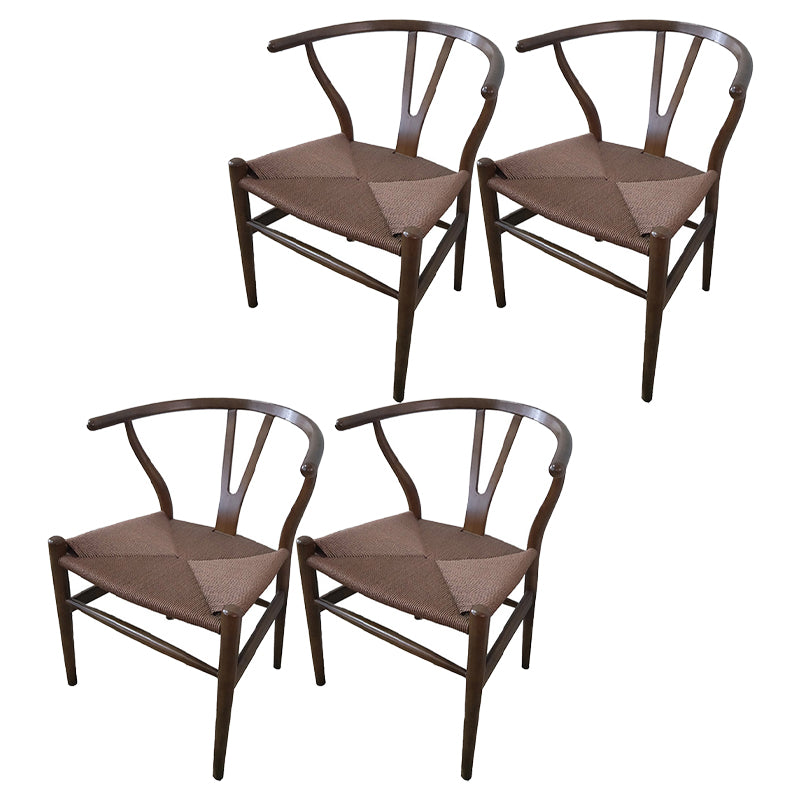 Contemporary Style Ash Wood Chair Dining Room Fork Bone Back Chairs Set