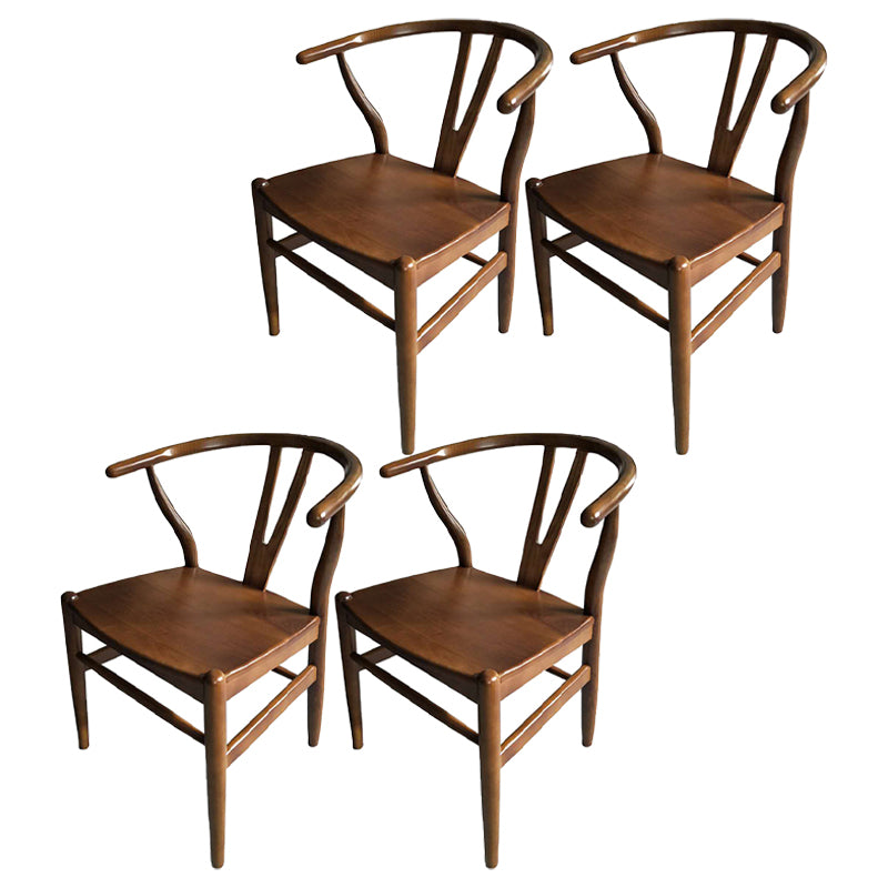 Contemporary Style Ash Wood Chair Dining Room Fork Bone Back Chairs Set