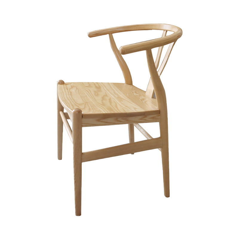 Contemporary Style Ash Wood Chair Dining Room Fork Bone Back Chairs Set