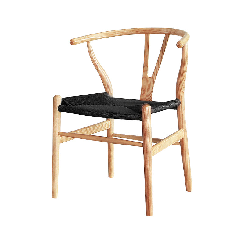 Contemporary Style Ash Wood Chair Dining Room Fork Bone Back Chairs Set