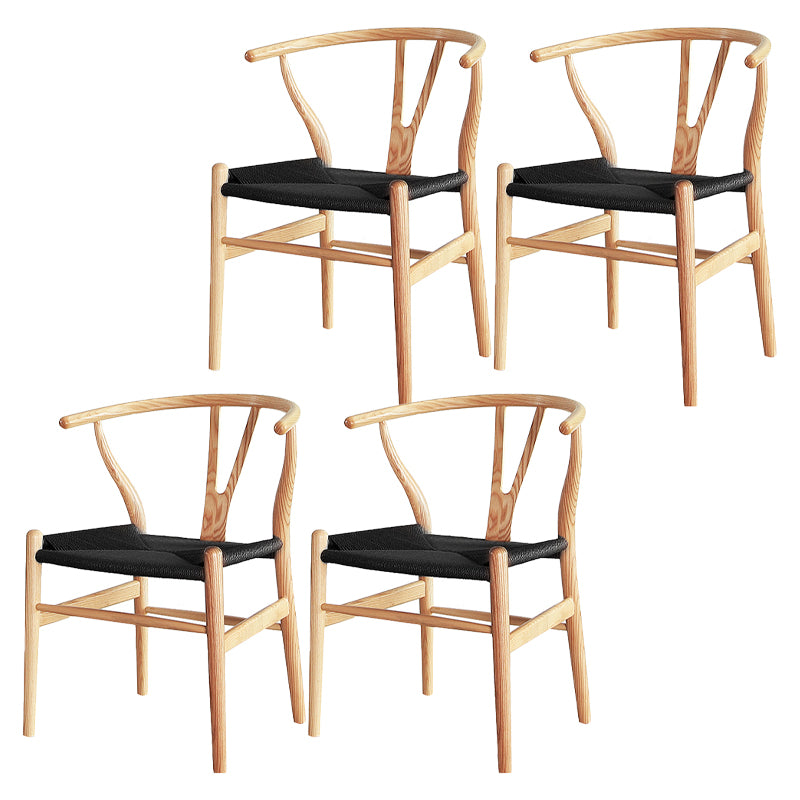 Contemporary Style Ash Wood Chair Dining Room Fork Bone Back Chairs Set