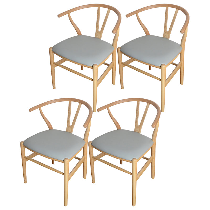 Contemporary Style Ash Wood Chair Dining Room Fork Bone Back Chairs Set