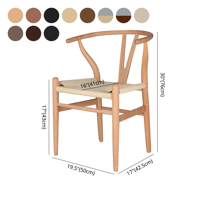 Contemporary Style Ash Wood Chair Dining Room Fork Bone Back Chairs Set