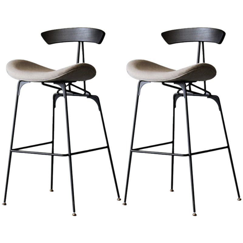 Tabouret de bar en fer noir, tabouret de comptoir à dossier bas de style industriel avec siège en selle