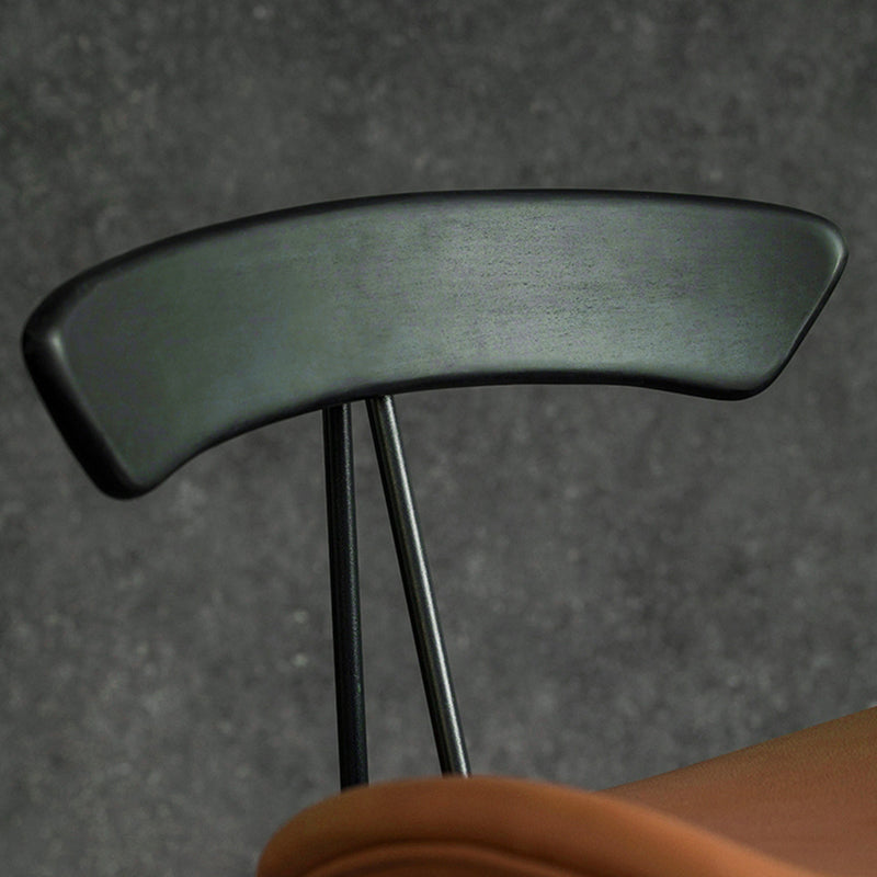 Tabouret de bar en fer noir, tabouret de comptoir à dossier bas de style industriel avec siège en selle