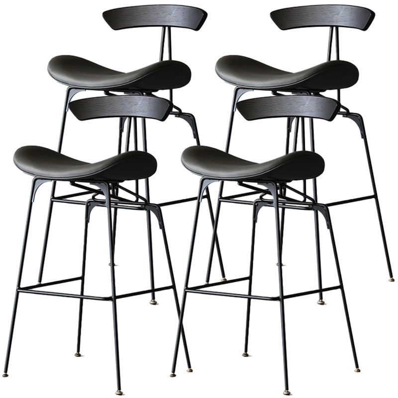 Tabouret de bar en fer noir, tabouret de comptoir à dossier bas de style industriel avec siège en selle