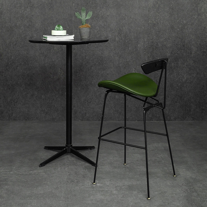 Tabouret de bar en fer noir, tabouret de comptoir à dossier bas de style industriel avec siège en selle