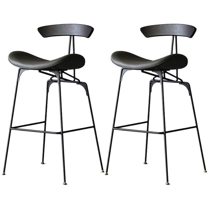 Tabouret de bar en fer noir, tabouret de comptoir à dossier bas de style industriel avec siège en selle