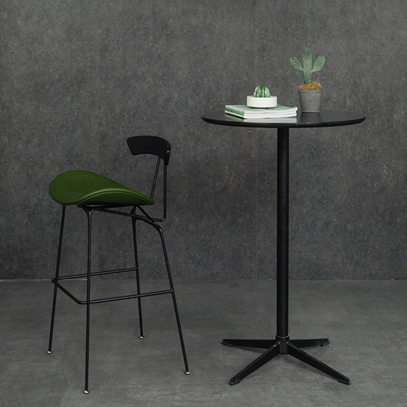 Tabouret de bar en fer noir, tabouret de comptoir à dossier bas de style industriel avec siège en selle