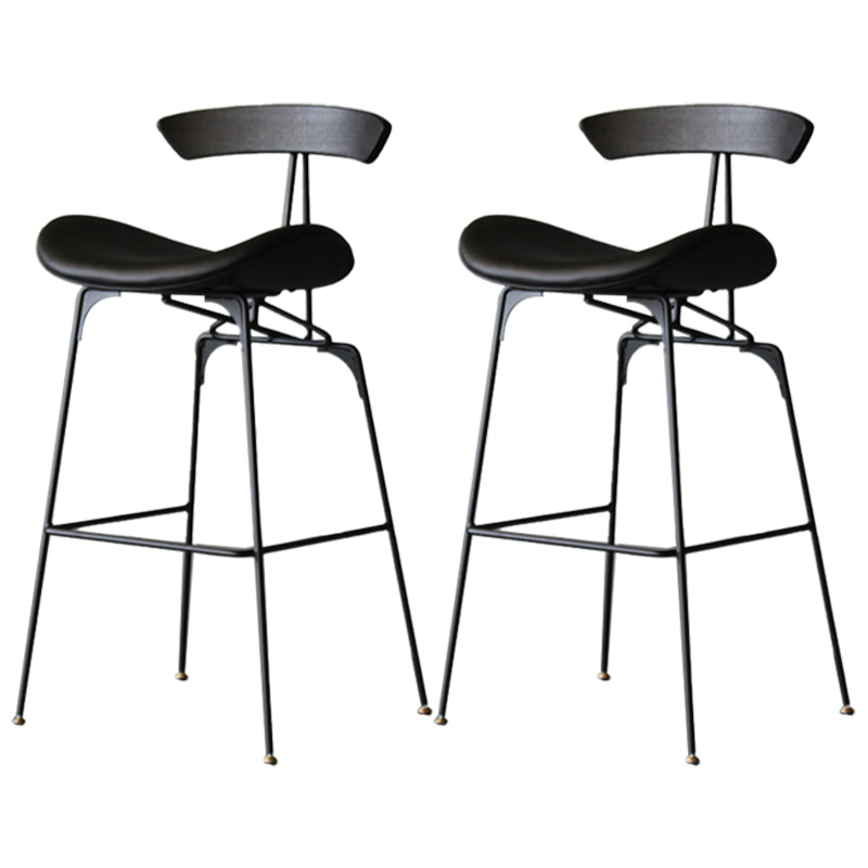 Tabouret de bar en fer noir, tabouret de comptoir à dossier bas de style industriel avec siège en selle