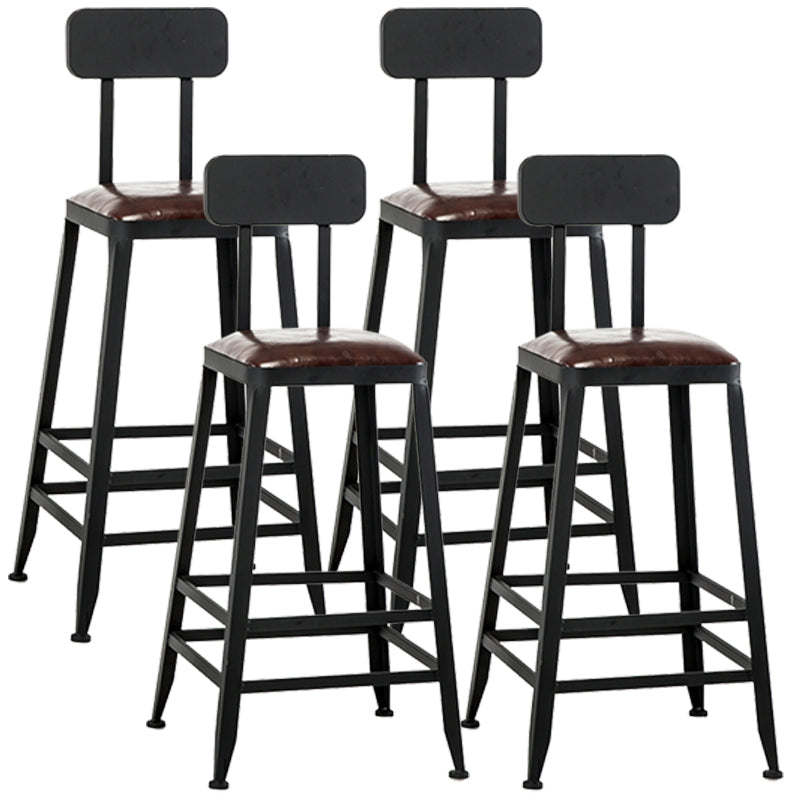 Asiento de cuero cuadrado de estilo industrial con patas de metal Taburete para barra de cocina