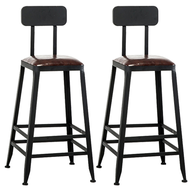 Asiento de cuero cuadrado de estilo industrial con patas de metal Taburete para barra de cocina