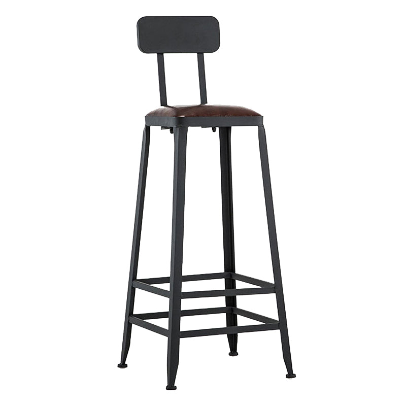 Asiento de cuero cuadrado de estilo industrial con patas de metal Taburete para barra de cocina