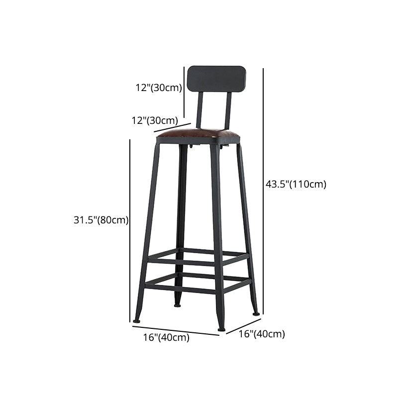 Asiento de cuero cuadrado de estilo industrial con patas de metal Taburete para barra de cocina