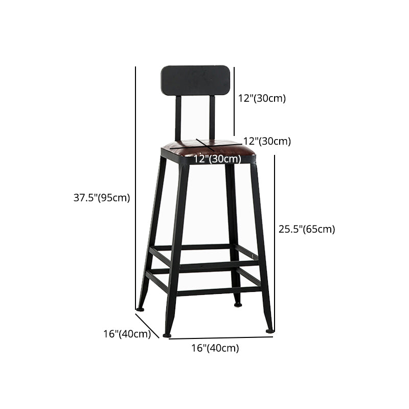 Asiento de cuero cuadrado de estilo industrial con patas de metal Taburete para barra de cocina