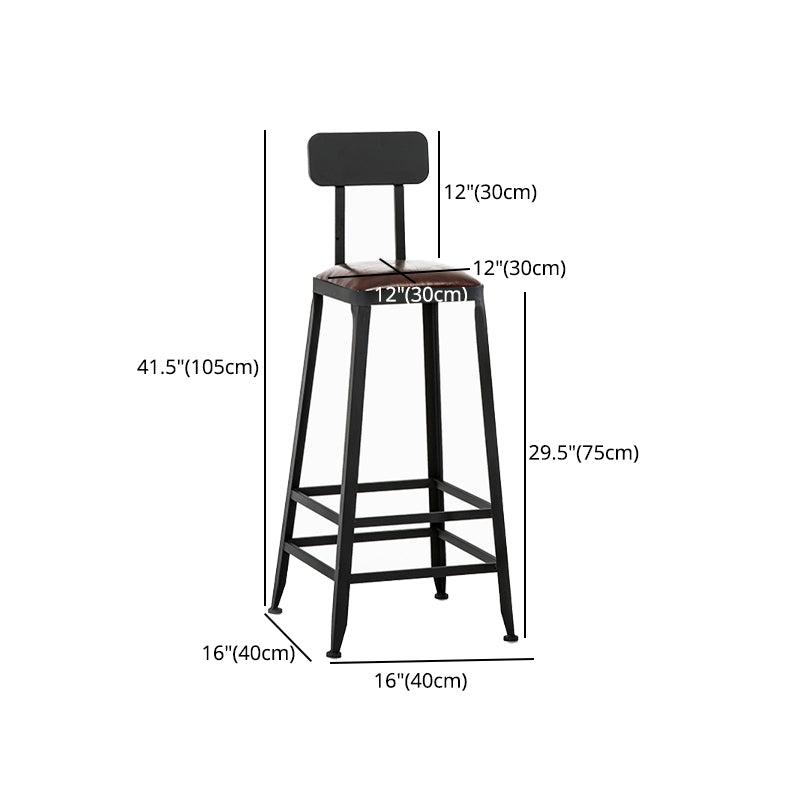 Asiento de cuero cuadrado de estilo industrial con patas de metal Taburete para barra de cocina