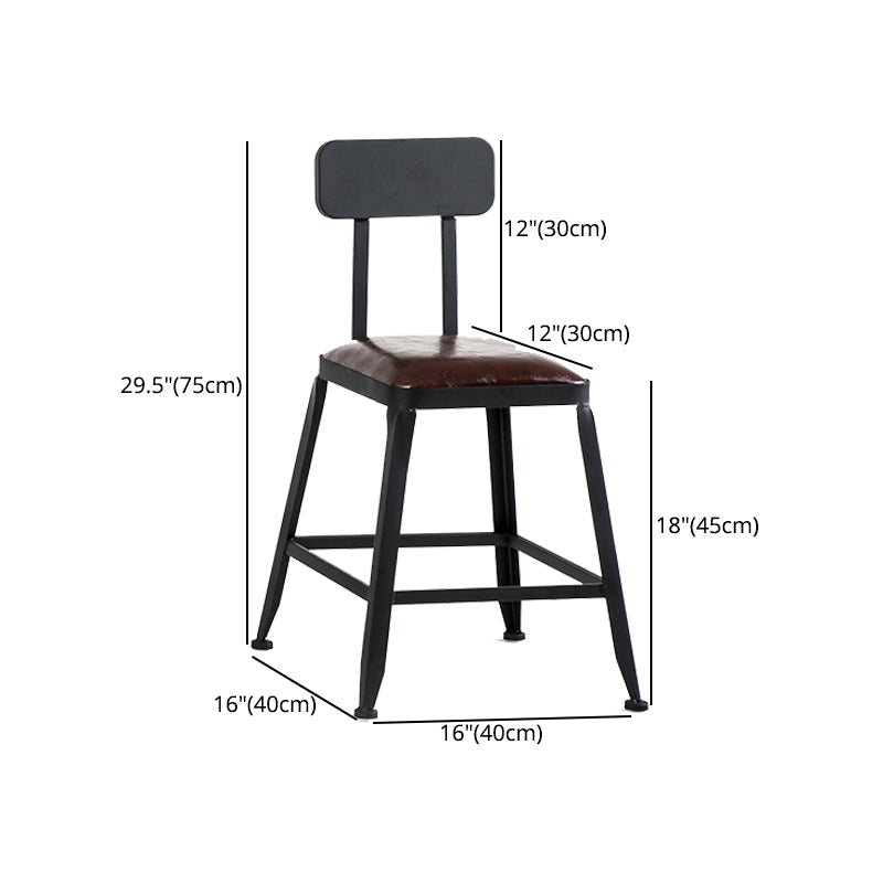 Asiento de cuero cuadrado de estilo industrial con patas de metal Taburete para barra de cocina
