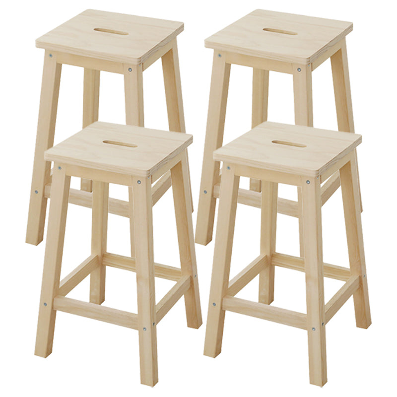 Tabourets de comptoir naturels industriels Tabourets de bar sans bras en bois avec siège carré