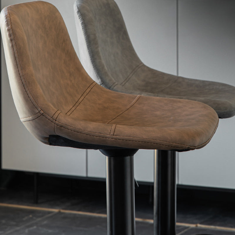 1 Pcs Scandinavian Adjustable Height Counter Stools Leather Iron Bar Stools with Footrest