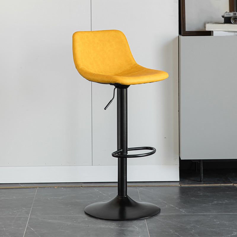 1 Pcs Scandinavian Adjustable Height Counter Stools Leather Iron Bar Stools with Footrest