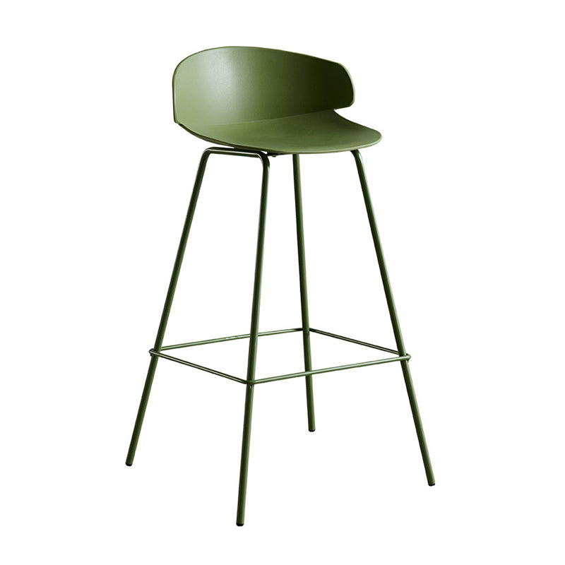 Scandinavian Plastic Metal Counter Stools Low Back Indoor Bar Stools with 4 Legs
