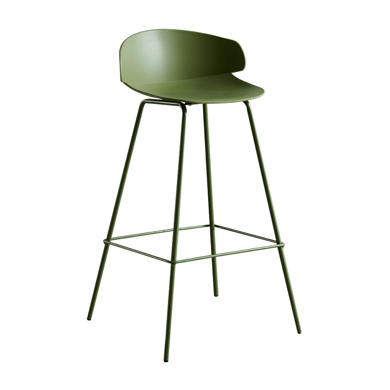 Scandinavian Plastic Metal Counter Stools Low Back Indoor Bar Stools with 4 Legs
