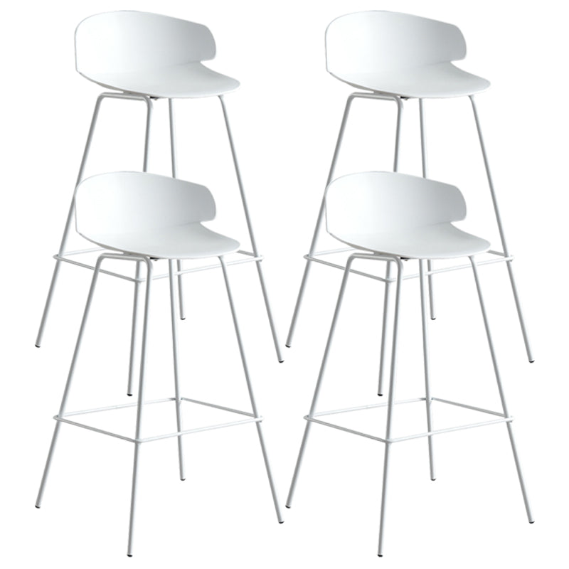 Scandinavian Plastic Metal Counter Stools Low Back Indoor Bar Stools with 4 Legs