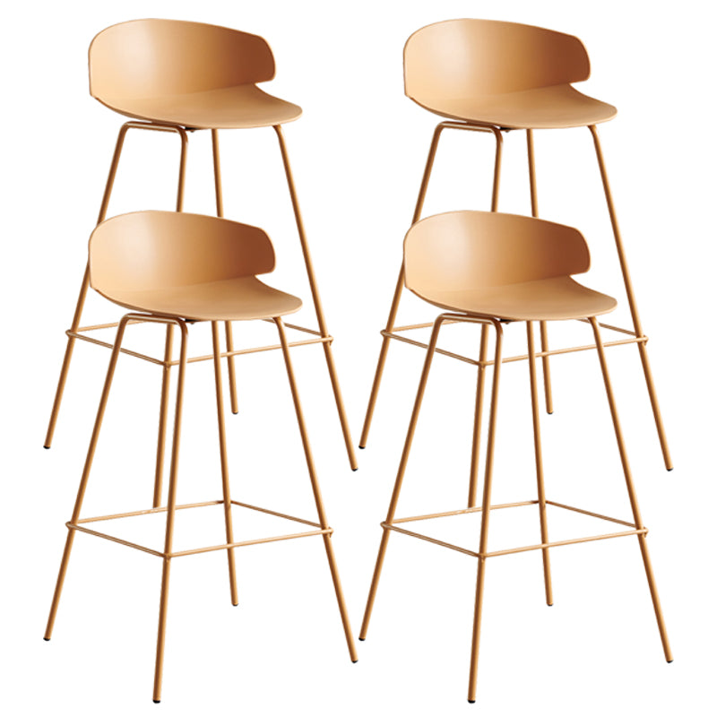 Scandinavian Plastic Metal Counter Stools Low Back Indoor Bar Stools with 4 Legs
