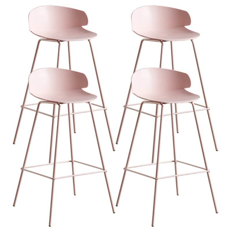 Scandinavian Plastic Metal Counter Stools Low Back Indoor Bar Stools with 4 Legs