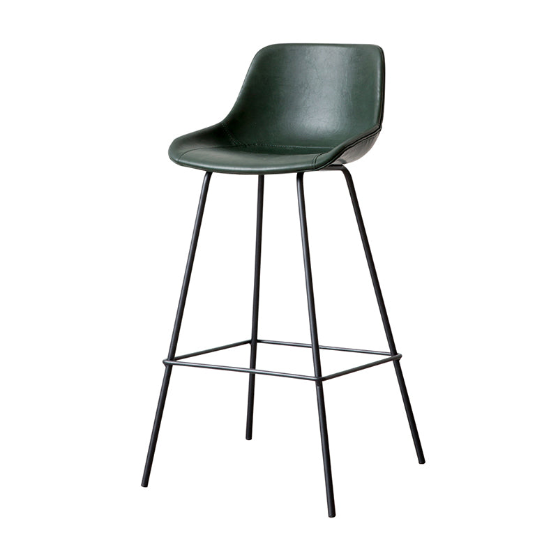 Tabouret de bar en cuir et métal noir, tabouret de comptoir scandinave à dossier bas Bristol avec siège baquet