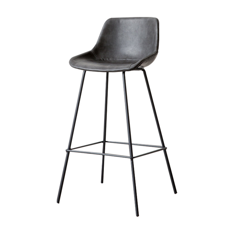 Tabouret de bar en cuir et métal noir, tabouret de comptoir scandinave à dossier bas Bristol avec siège baquet
