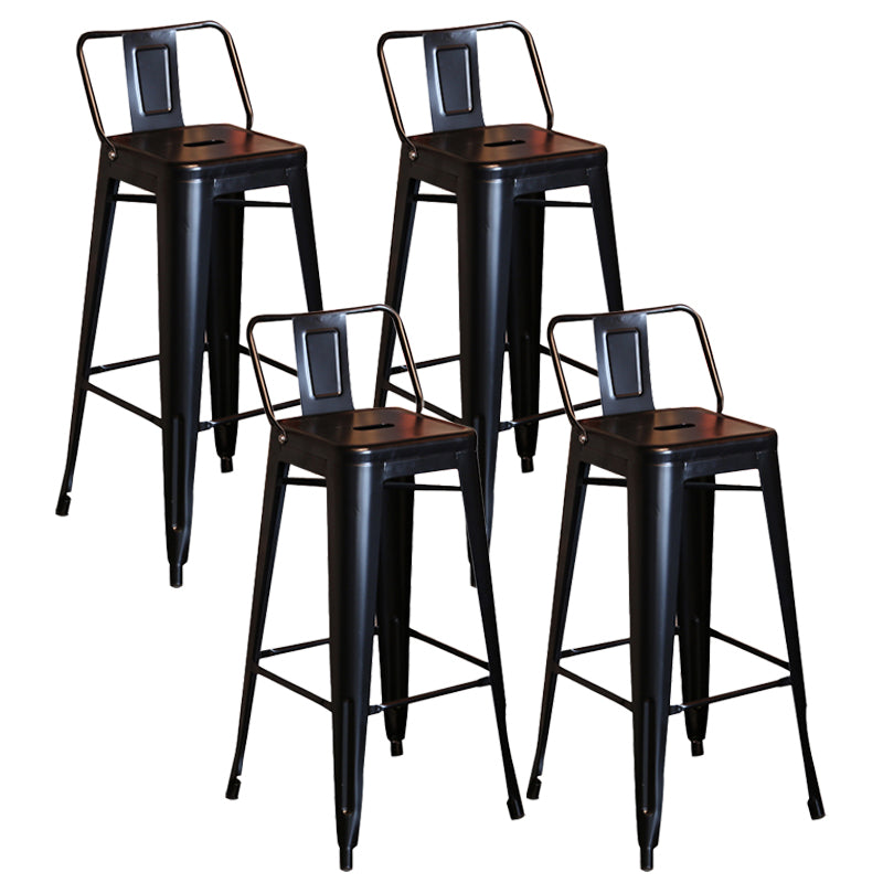 Industrial Black Metal Counter Stools Low Back Bristol Bar Stools with Square Seat