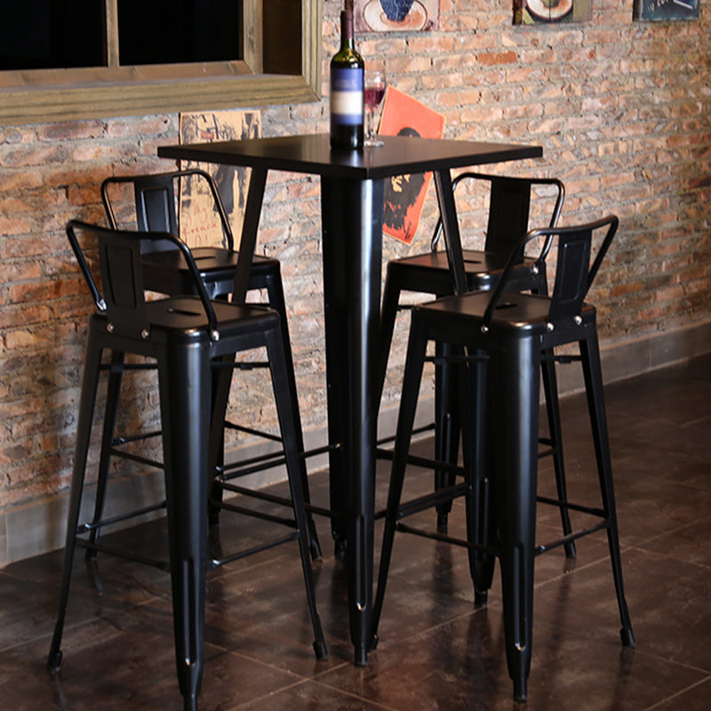Industrial Black Metal Counter Stools Low Back Bristol Bar Stools with Square Seat