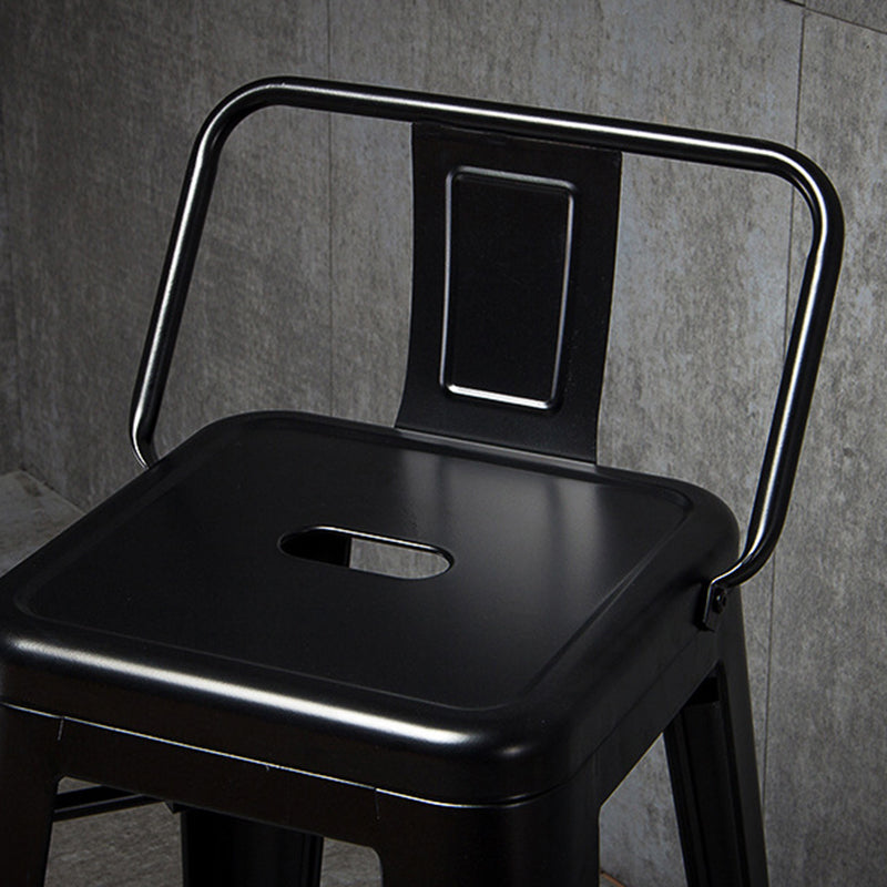 Industrial Black Metal Counter Stools Low Back Bristol Bar Stools with Square Seat