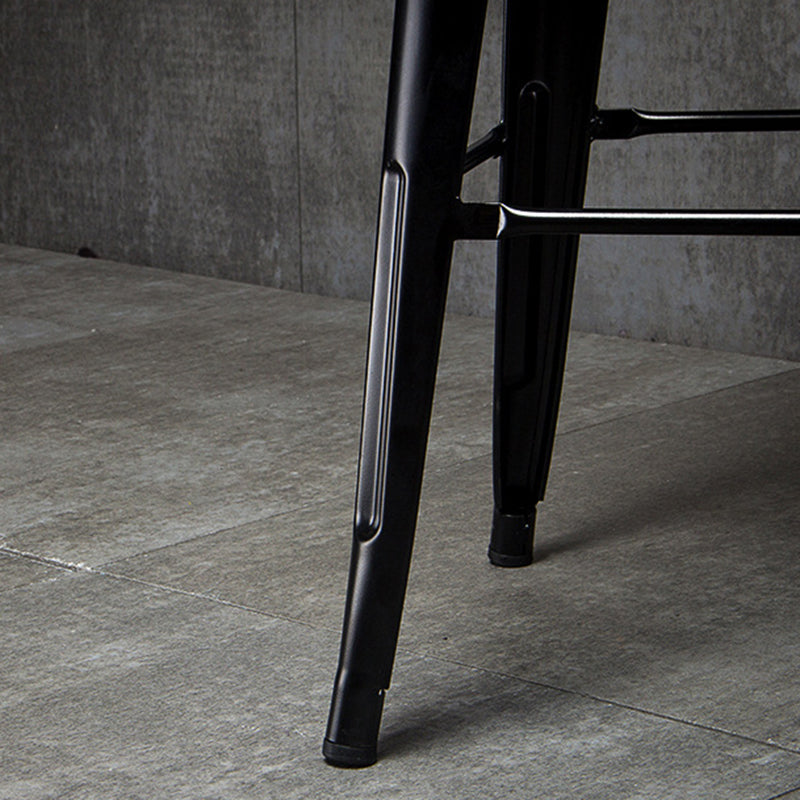Industrial Black Metal Counter Stools Low Back Bristol Bar Stools with Square Seat