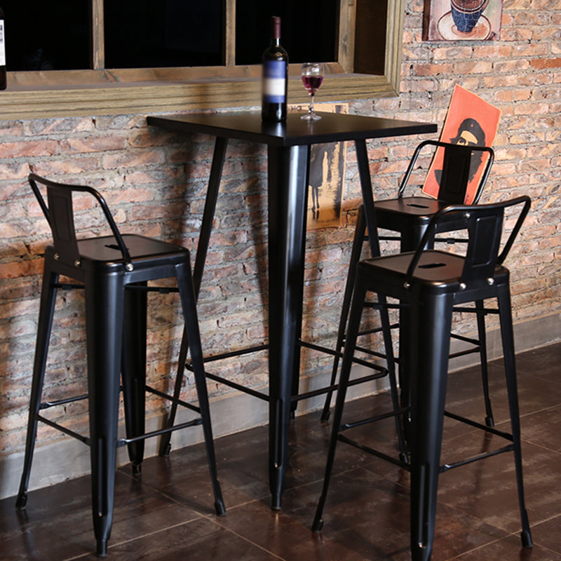 Industrial Black Metal Counter Stools Low Back Bristol Bar Stools with Square Seat