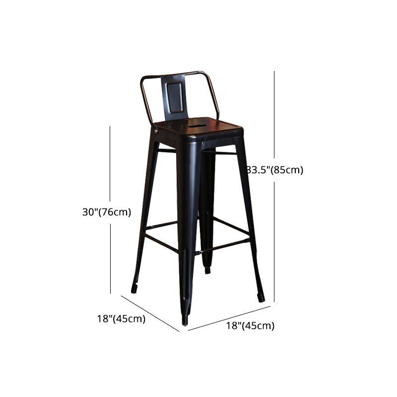 Industrial Black Metal Counter Stools Low Back Bristol Bar Stools with Square Seat