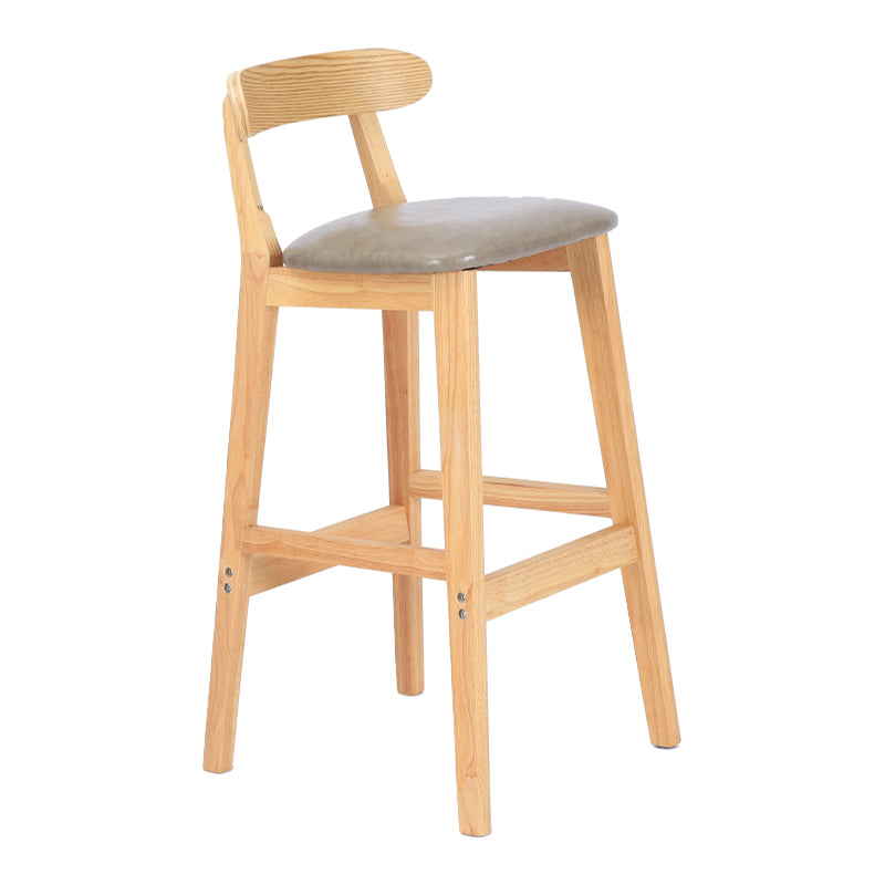 Modern Armless Counter Stool Wood Household Bar Stool with Pedal and Cushion