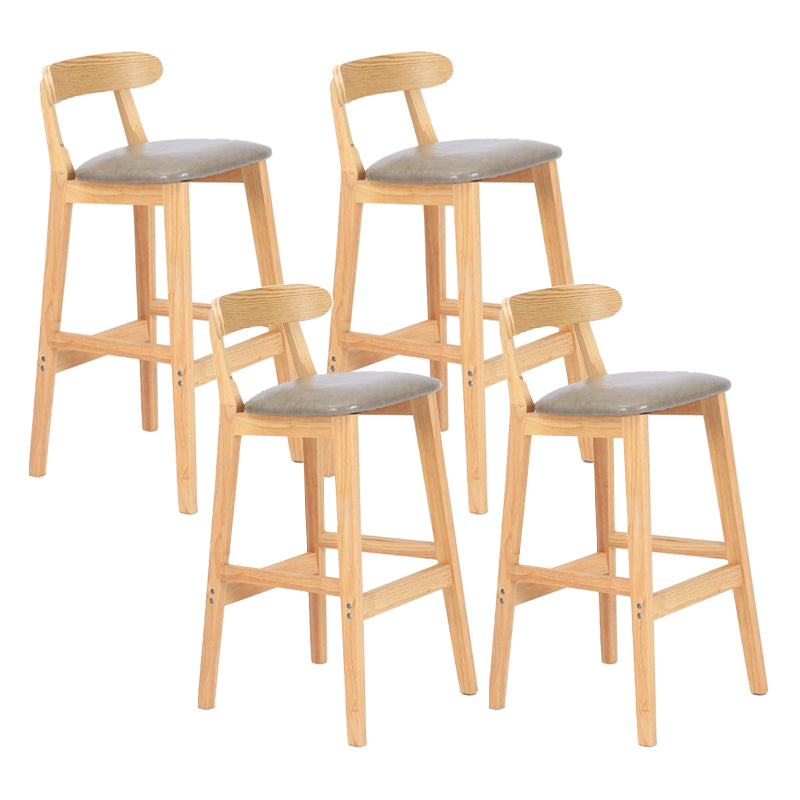 Modern Armless Counter Stool Wood Household Bar Stool with Pedal and Cushion