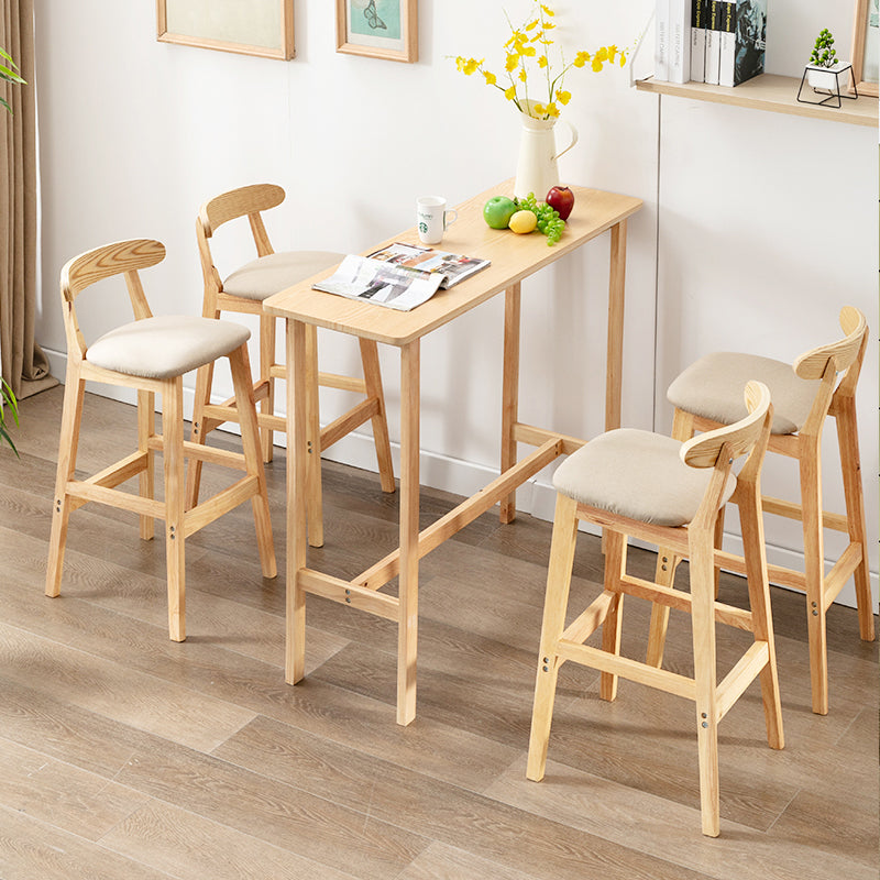 Modern Armless Counter Stool Wood Household Bar Stool with Pedal and Cushion