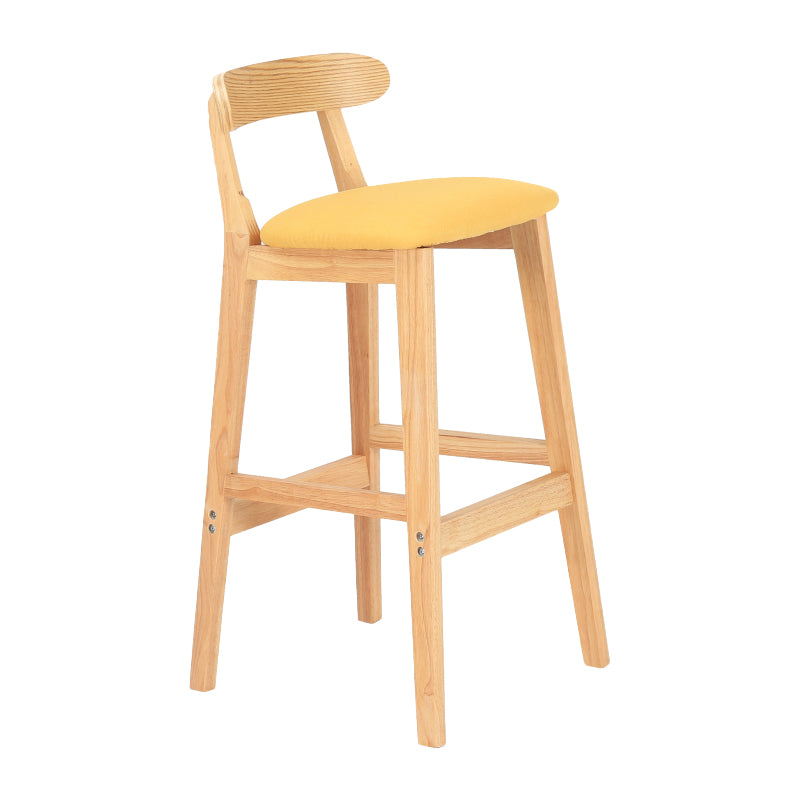 Modern Armless Counter Stool Wood Household Bar Stool with Pedal and Cushion